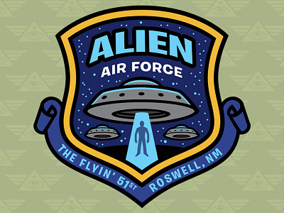 "Alien Air Force: Cryptid Command" Embroidered Patch Design alien army art cryptid cryptozoology embroidered patch merchandise military paranormal patch ufo