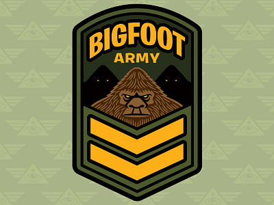 "Bigfoot Army: Cryptid Command" Embroidered Patch Design army art bigfoot cryptid cryptozoology embroidered patch merchandise military paranormal patch sasquatch