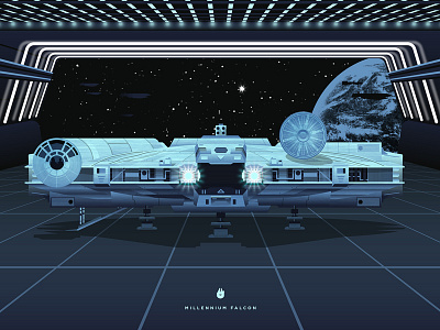 Millennium Falcon chewbacca endor han solo illustration millennium falcon poster star wars vector