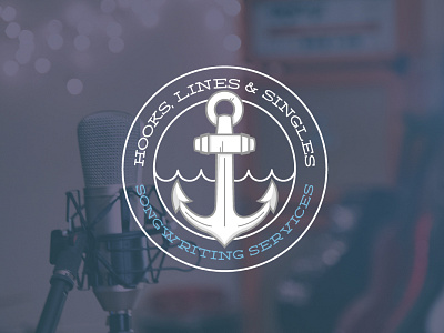 Hooks, Lines & Singles anchor badge blue grey illustration music