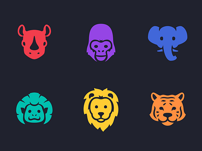 Animal Icons animal kingdom animals disney elephant gorilla icon lion magic passport rhinoceros tamarin tiger walt disney world