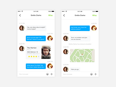 Message App design sprint - 1 app audio chat design ios map message money movie ticket video