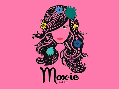 Moxie Salon bohemian flowers girly logo salon
