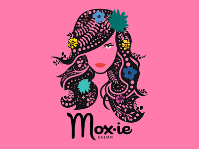 Moxie Salon bohemian flowers girly logo salon
