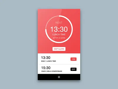 Day 013 - Alarm Clock alarm alarm app app circle interface minimal simple skip ui ux