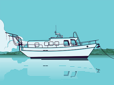 Sir Ronald James boat illustration reflection stroke