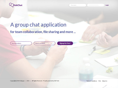 Disk Chat Landing Page landing page login signup