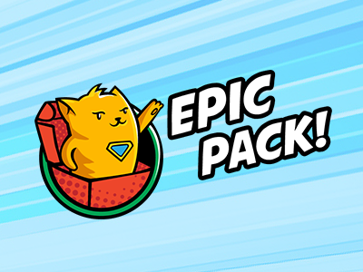 Epic Pack box cat cat logo epic geek logo logomachine loot lootbox pack red superhero