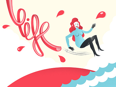 Life is a slide cartoon death girl life sea slide vector