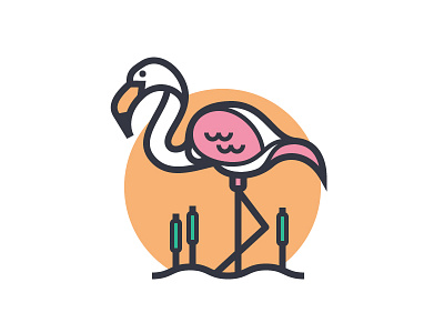 Flamingo bird daily challenge icon lake outline vector water