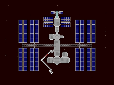 ISS flat illustration iss satellite space vector