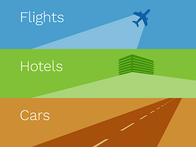 Travel Trio car rental cars flat flights hotels iconic illustration monochromatic road