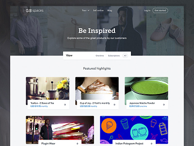 Be Inspired - Spaces header marketplace products