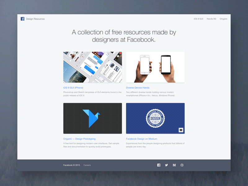 Facebook Design Resources design facebook free hands ios 9 origami resources tools web website