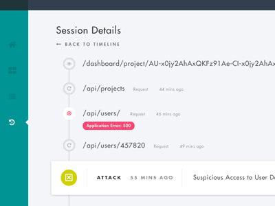 Session Timeline activity api appsec barricadeio log security server timeline ui user