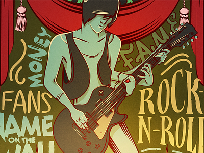 Three Chords circus fantasy font guitar handwritten illustration man rock
