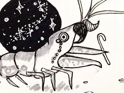 Old Timey Pistol Shrimp illustration ink pistol shrimp vintage