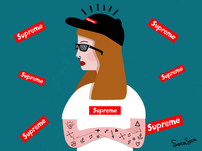 Supreme illustration logo supreme tatoo