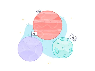 Space party flag illustration lunar moon planet space