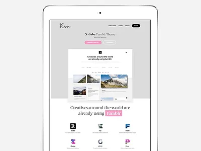 Rosea Tumblr Themes design ipad landing page minimal pink simple tumblr ui web