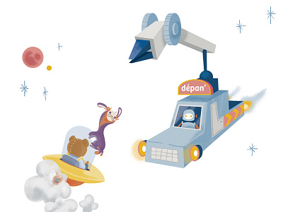 Nounours dans l'espace bear illustration robot space