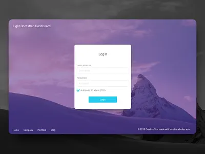 Dashboard Login Page bootstrap admin coloured dashboard freebie template