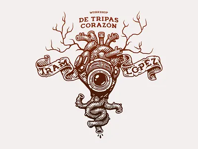 De tripas corazón blood brand camera heart illustration innards lens logo photographer photography veins weddings