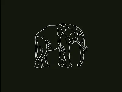 Elephant animal badge design elephant linework mark pen tool vector