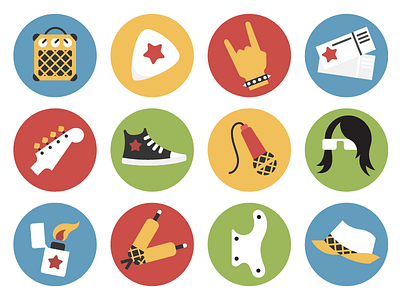 Rock icon set icons