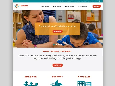 Grand St. Settlement Website design illustration non profit slideshow ui web design website