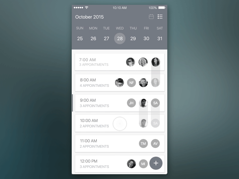 Schedule App Interactions appointments interaction material design motion schedule app scheduling ui