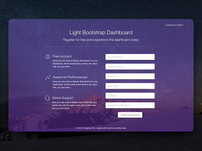 Register Page for Light Bootstrap Dashboard PRO admin template bootstrap admin bootstrap dashboard dashboard