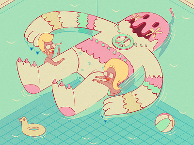 Still Summer cartoon comic fun hippy party peace pool summer