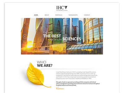 Venture capital website entrepreneur gold headline image leaf menu slider typography