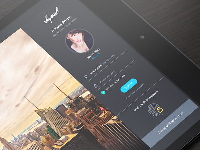 Flat App login clean dark flat login web app