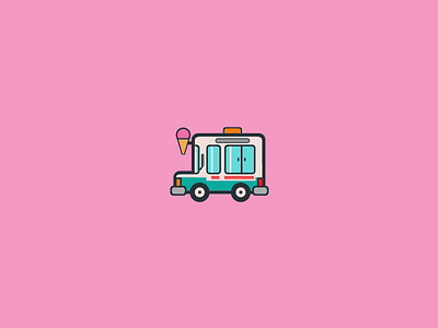 Ice-Cream Truck Icon. 64by64 64x64 aniconaday car flat design design flat icecream icon iconaday truck