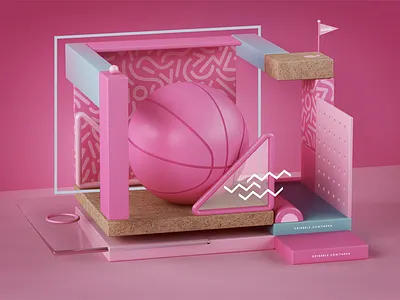 Dribbble 3d abstract ball c4d design dribble graphic render set