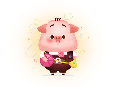 For Dribbble character illustration pig