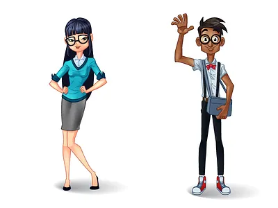 Geeks Illustration asian geek geek illustration geeks geeky indian mascot nerd nerds nerdy