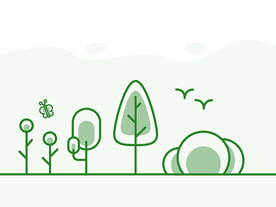 Gardening illustration bird butterfly flower flowers garden gardening green illustration tree trees