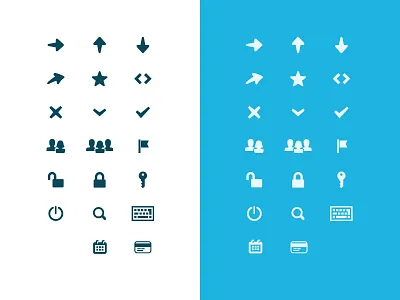 Icons set calendar credit card flag icons illustration key lock star user