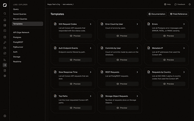 🖤 backend code dark dark mode dashboard dashboard ui data management database firebase product design saas supabase