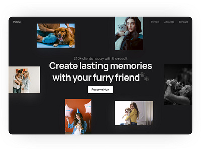 Pat.inc - Pet and Owners Photography Service Website app black dark design figma hero section landing page pet simple u ui ui design uiux user interface website website design