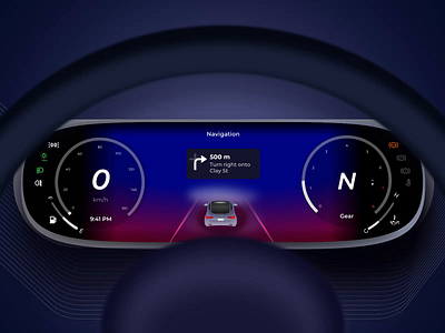 Automotive Car Cluster UI Design ai auto automobile car dashboard car interface car navigation car panel cars cluster dashboard design future mobility hmi smart dashboard speedometer ui ui design user interface ux design vehicle