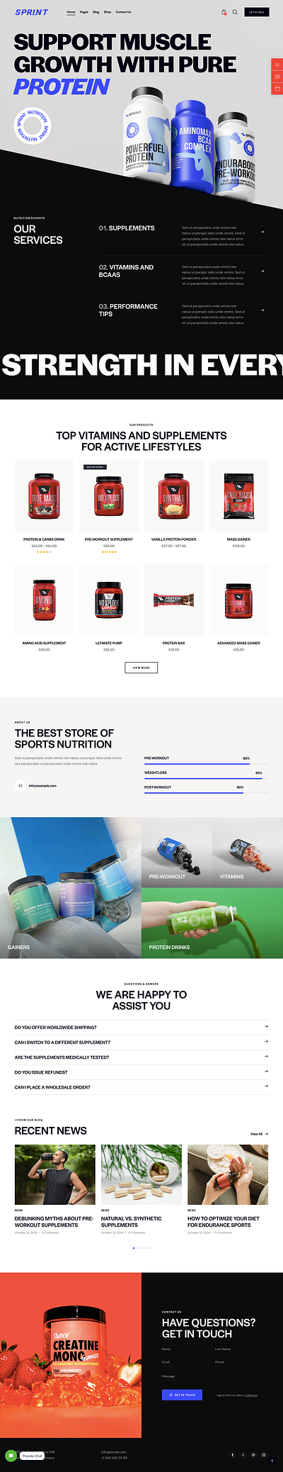 Sprint - Sports Shop & Nutrition Store WordPress Theme blog business design illustration ui web design webdesign wordpress wordpress theme wordpress themes