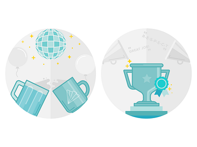 Company Culture Illustrations beer coffee company culture company values culture disco ball flat icons illustration minimal trophy vector