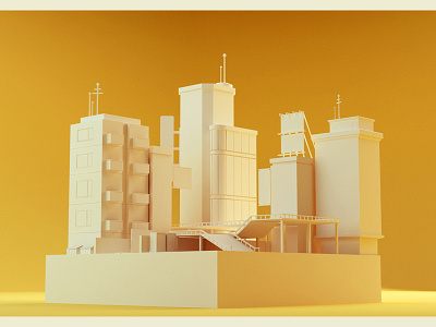 Yellow c4d city vray wip