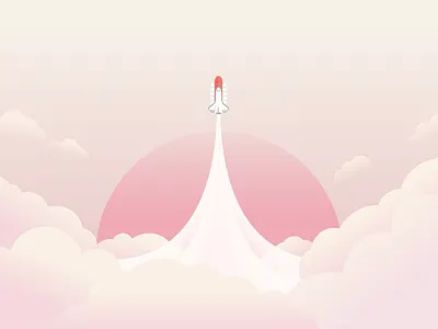 Rocket illustration clouds gradient illustration rocket
