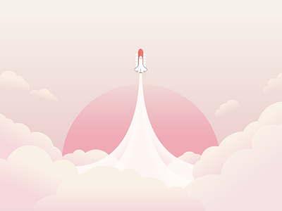 Rocket illustration clouds gradient illustration rocket