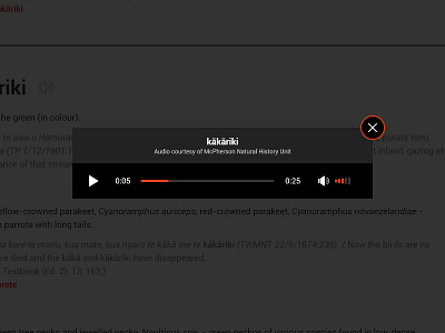 Simple audio player app audio black dictionary html5 interface maori media player red web white